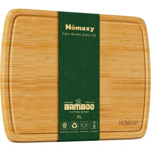 Homaxy Extra Large Bamboo Cutting Boards for Kitchen, 18x12.5" Wood XL Cutting Board with Juice Groove, Butcher Block Wooden Chopping Board for Kitchen, Meat, Cheese, Fruit & Vegetables - Pre Oiled (Single-Tone)