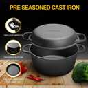 EDGING CASTING 2-in-1 Pre-Seasoned Cast Iron Dutch Oven Pot with Skillet Lid Cooking Pan, Cast Iron Skillet Cookware Pan Set with Dual Handles, Indoor Outdoor for Bread/Frying/Baking/Camping/BBQ, 5 Qt