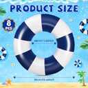 Gemscream 8 Pcs Large Inflatable Pool Floats for Adult 33.46 Inch Striped Swim Ring Toys Bulk Round Inflatable Swimming Pool Floating Tubes for Adults Teens Beach Summer Party, 35.43 Inch