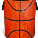 Basketball Texture Laundry Basket Ball Foldable Waterproof Oxford Cloth Funny Tote Bag Laundry Hamper Clothes Storage Bucket Toy Organizer For Bathroom/Laundry Storage/Bedroom 17.7x13.7 Inch