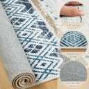 BESTSWEETIE 6x9 Area Rugs for Living Room Washable Moroccan Farmhouse Neutral Geometric Low Pile Non-Slip Soft Print Pattern Rug for Bedroom Kitchen Dining Room Entryway Blue/Brown