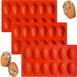 Madeleine Pans for Baking, 12-Cavity Non-Stick Silicone Madeleine Cookies Trays for Baking, 3Pcs Shell Shape Madeleine Mold Cake Pans (Mini(12-Cavity))