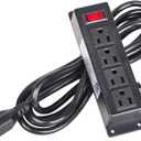 Mountable Power Strip with 4 Outlet, Wall Mount Under Desk Power Strip with 10ft Cord, Flat Plug Power Socket for Home, Office, Industrial, Black