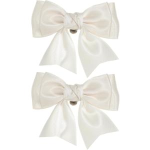 PATIKIL Women Bow Shoe Clips, 2 Pcs Satin Elegant Detachable Bowknot Shoe Clips, Cute Embellishment Shoe Buckle for Decoration Wedding Party Beige