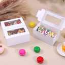 65 PCS White Bakery Boxes with Window - 6.29x3.54x2.95 Inches Small Bakery, Cookie, Pastry, Cupcake, Candy,Cake, Treat, Dessert Boxes, Small Gift Boxes for Party, Business(White)