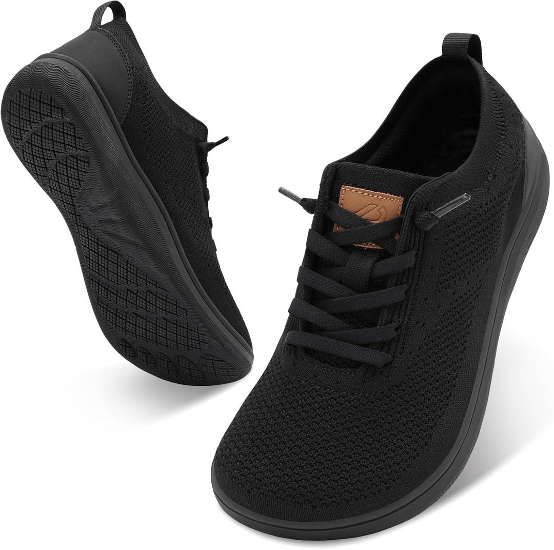 Relxfeet Men's Wide Width Slip-On Walking Shoes Minimalist Comfort Sneakers for Work, Dress Casual or Everyday Wear (Black, 45)