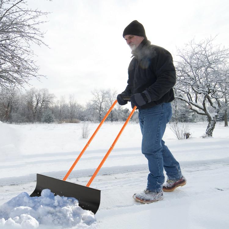 Snow Shovel with Wheels with 30 Inches Wide Blade and Adjustable Handle