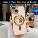 for iPhone 13 Case, Glitter Clear Cute Paw Love Heart, Compatible with MagSafe, Strong Magnetic Full Camera Lens Protection Cover, Soft Slim Bling Phone Case 6.1" - Gold
