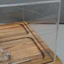 Large Cake Stand with Lid, 17 Rectangular Multi-Functional Cake Holder, Acacia Solid Wood 2-in-1 Dessert Table Display Set, Charcuterie Board for Cheese ,Fruit Platter, Acrylic Cake Dome Cover