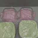 Square Glass Food storage Containers with Airtight Lids, 2 cup Food Meal Prep Containers, Square Glass Bowl For Lunch Sandwich Fruit Snack, Dishwasher Microwave Freezer Safe- (Pink+Green)