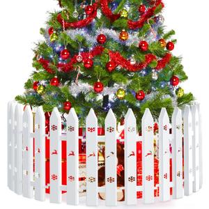 28 Pieces Christmas Tree Guard, 16inches Small Christmas Tree Fence for Dogs, White Plastic Traditional Around Xmas Gate, Ideal for Home Decoration, Wedding, Fairy Garden, Party