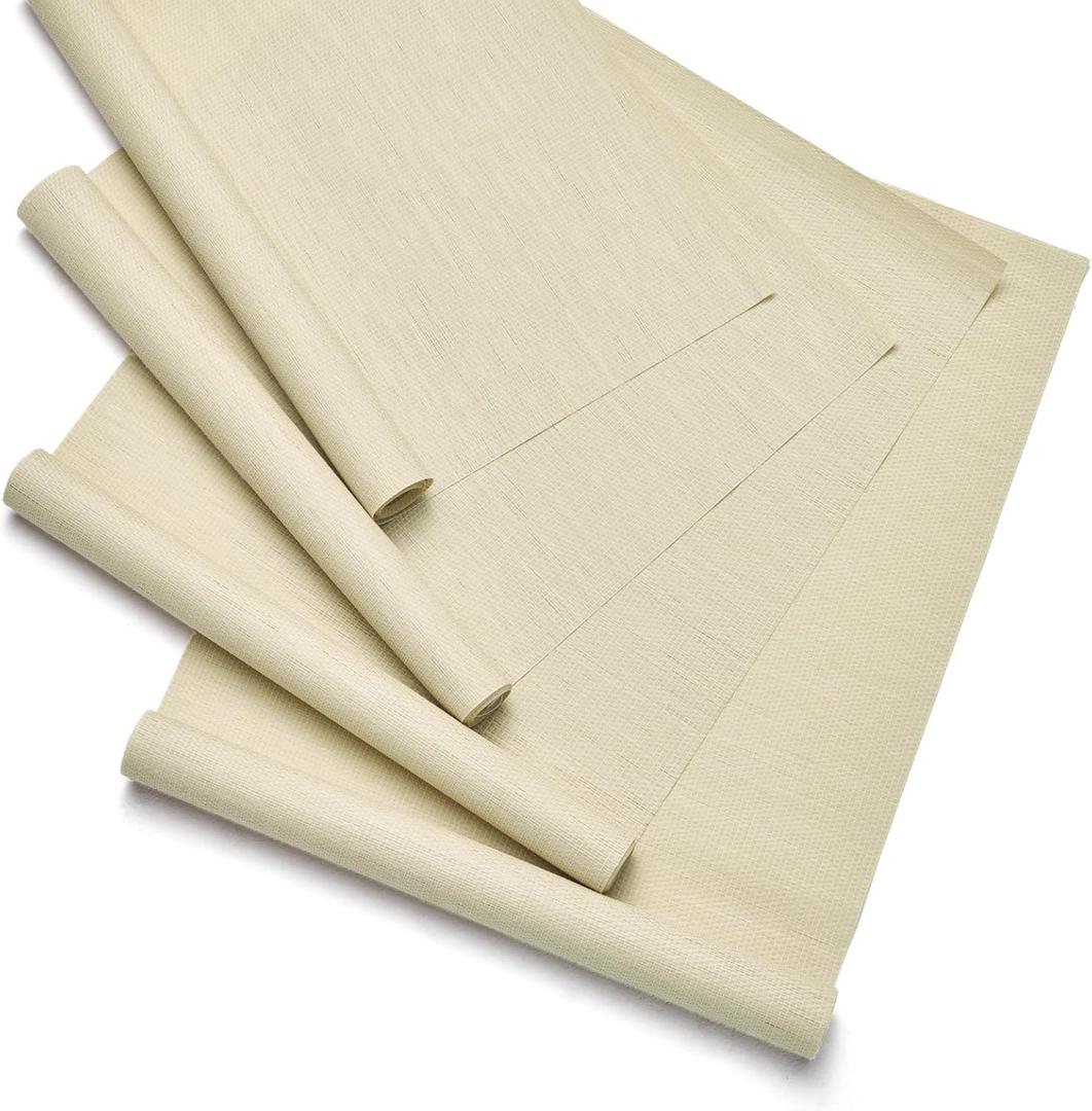 Replacement Fabric Panels for Sliding Glass Door (4-Pack, 23"x96"), Fabric Only, Natural Woven Blind Slats, Trimmable, Sheer, Track & Bottom Rail Not Included, Coastal Sand