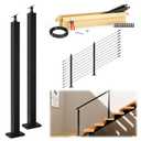 Muzata 5-10FT Modular Black Cable Railing Kit 36 Inch 2 Stair Post Kit Complete Set Cable Railing System for Stairs Length Adjustable Easy DIY with Paper User Guide (No Handrail) RWS1 BA4S