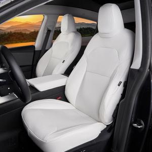 Premium White Nappa Leather Seat Covers for Tesla Model Y Juniper 2025 - Full Set with Airbag Safety & Non-Slip Design Premium White Nappa Leather Seat Covers for Tesla Model Y Juniper 2025 - Full Set with Airbag Safety & Non-Slip Design