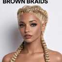 GORGIUS French Braided Wig 613 Blonde Knotless Braided Lace Front Wigs with Baby Hair Double Twist Braiding Pigtail Long Synthetic Box Braids Hair