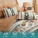 Queen Size Comforter Set Beige, 7 Pieces Bed in a Bag Boho Aztec Bedding | Soft Western Bedding Set with Sheets & Pillow Shams,Bohemian Geometric Striped Brown Fall Beds All-Season