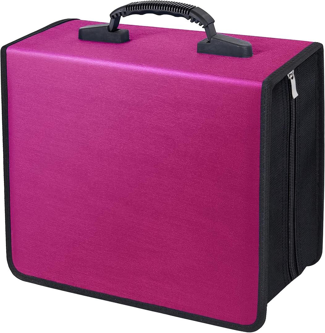 CD/DVD Case Wallet Storage Holder - 400 Capacity Disc Case Booklet Album Box (Black, Rose)