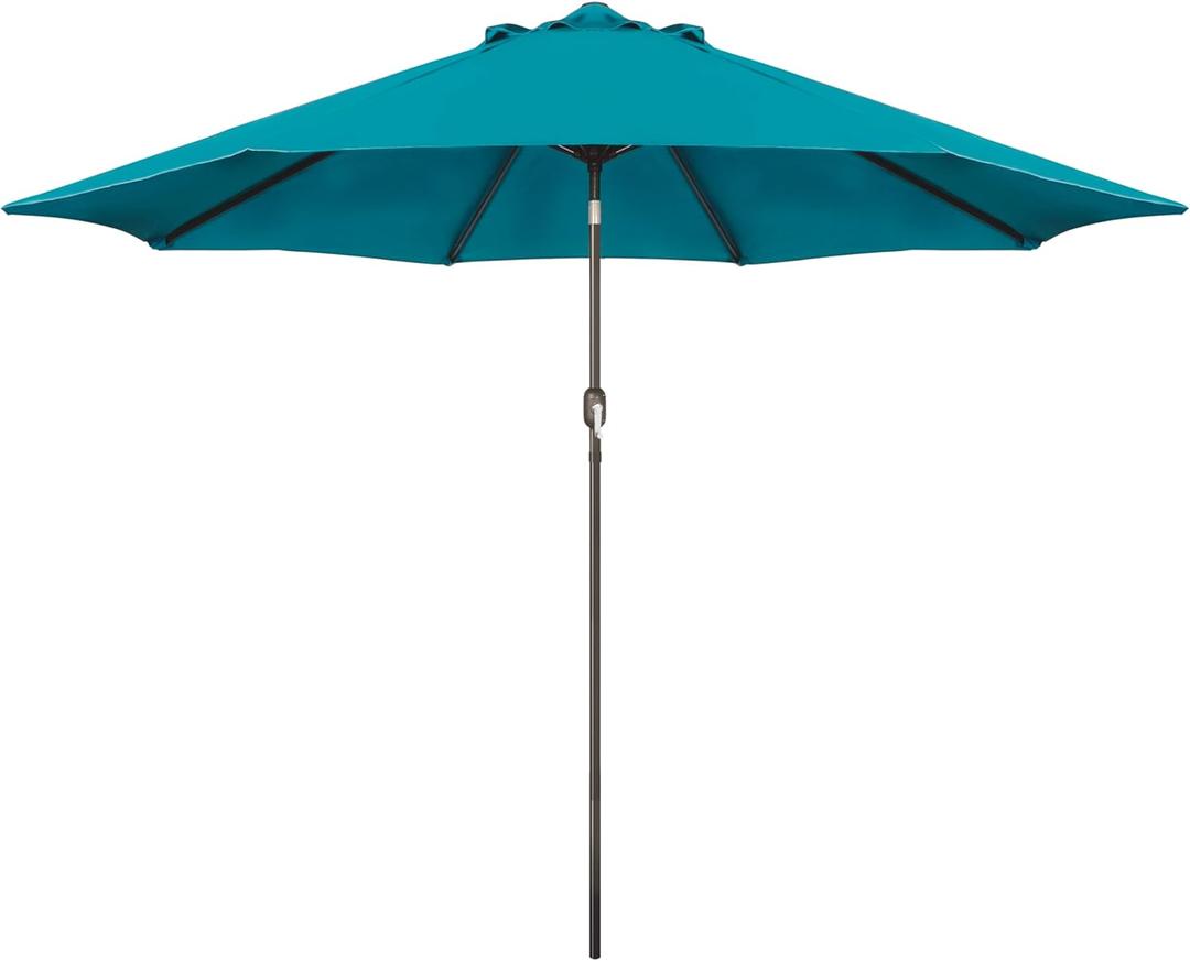 Blissun 9' Outdoor Patio Umbrella, Outdoor Table Umbrella, Yard Umbrella, Market Umbrella with 8 Sturdy Ribs, Push Button Tilt and Crank (Cerulean)