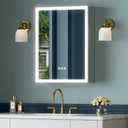 16x24 Inch Medicine Cabinet with Lights, Lighted Medicine Cabinet with Mirror, AL Alloy Frame, Hardwired, Recessed or Wall Mount, 3 Light Colors/Dimmable/Defog,2 Outlets&USBs, 2 Shelves