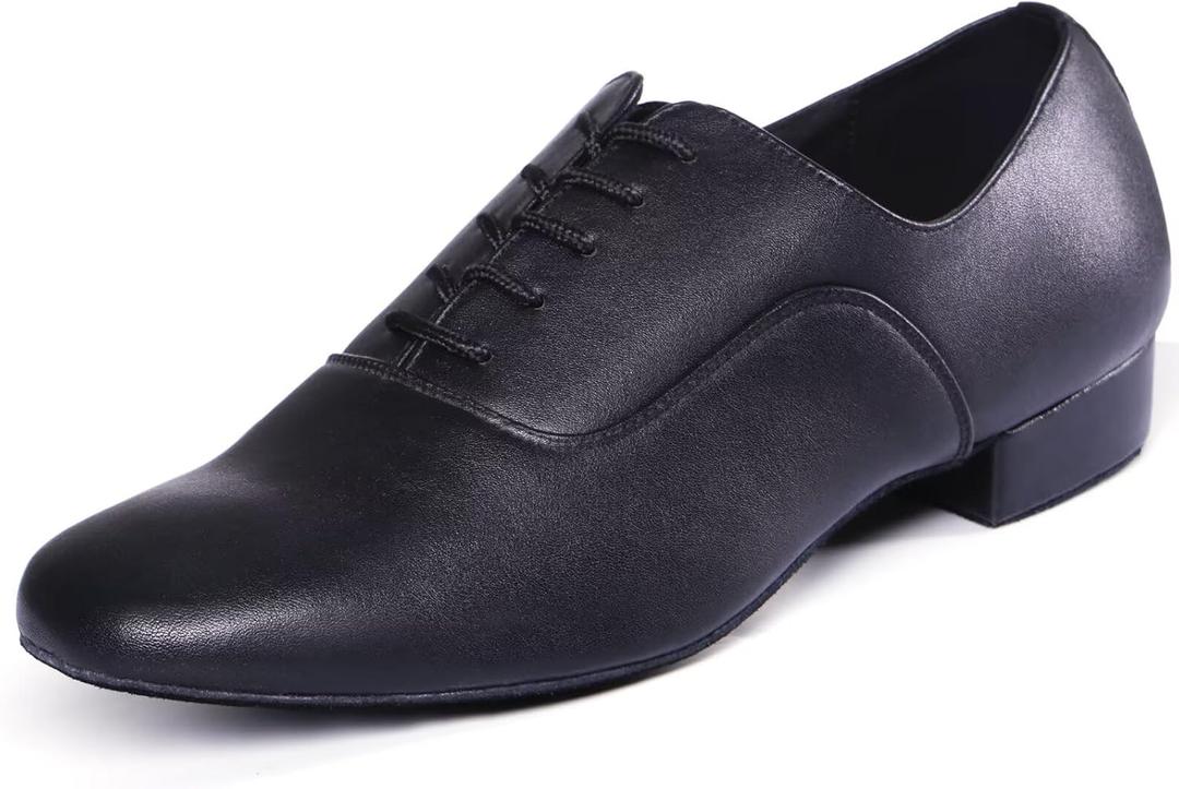 ARCLIBER Mens Dance Shoes Ballroom PU Leather Black Dancing Shoes for Men Sole Tango Salsa Latin, Size 12