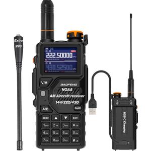 BAOFENG K5PLUS Tri-Band Ham Radio Long Range Walkie Talkies High Power Two-Way Radio with One Touch Frequency Finder Button, USB-C Charging, Color Large Screen Display, NOAA Weather, 999CH