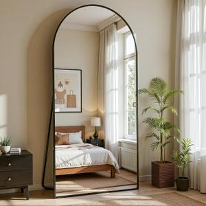 Full Length Mirror, 69"x28" Arched Full Body Mirror, Floor Mirrors with Stand, Body Mirrors Standing Hanging Leaning Against Wall,Aluminum Frame Mirrors for Bedroom Cloakroom,Living Room,Black