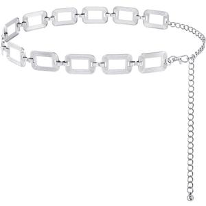 FIORETTO Chain Belts for Women Fashion Metal Waist Chain Chunky Belts for Dresses Jeans (Fit Waist up to 36", Silver)