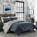 Eddie Bauer - King Comforter Set, Reversible Cotton Bedding with Matching Shams, Pre-Washed for Added Softness (Kingston Charcoal, King)