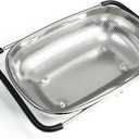 GREATLINK Over Sink Expandable Colander - Fine Mesh Strainer Basket with Extendable Handles for Kitchen, 6QT Vegetable Fruit Pasta Strainer for Washing Rice, Kitchen Colander