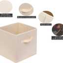 Basics Fabric Clothing Storage Bins - 10.6" x 10.6" x 11" - Collapsible Storage Cubes Organizer with Handles, Linen Foldable Storage Baskets Cloth Box Containers, Closet Organizers 6PC Beige