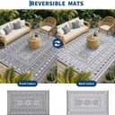 Garvee Reversible Outdoor Rug 9x12 for Patio, Waterproof Outdoor Area Rug, Modern Medallion Indoor Outdoor Rugs, Plastic Straw Rug for RV, Camping, Deck, Vintage Grey