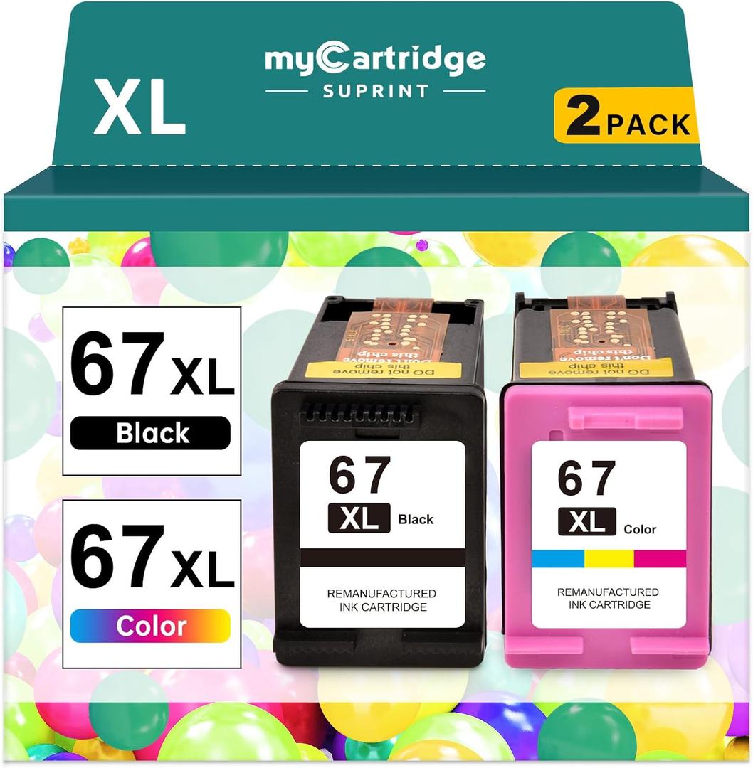 67XL HP Printer Ink for HP Ink 67 Replacement for HP 67 Ink Cartridges Black/Color Combo Pack HP67 DeskJet 2755e 2855e 2700 4255e 4155e 2800e 2700e 2700e Envy 6055e 6000 6455e Printer Ink HP 67