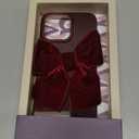 Christmas Plum Red Velvet Bow Phone Case, Winter TPU Shockproof iPhone Cover, for iPhone 16/15/14/13 Pro Max and More Models Handmade, Airbag Edges (iPhone 15 Pro Max)