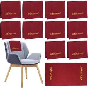 12 Pcs Reserved Signs for Church Pews 22 Inch Reserved Signs for Chairs Cloth Placeholder for Restaurant Wedding Meeting and Event Parties(Burgundy and Gold)