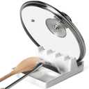 LE TAUCI Ceramic Spoon Rest for Stove Top, Spoon and Lid Rest for Kitchen Counter, Spoon Holder with Drip Pad for Multiple Utensils, Heat-Resistant, Housewarming Present - 6.2 inch, Set of 1, White