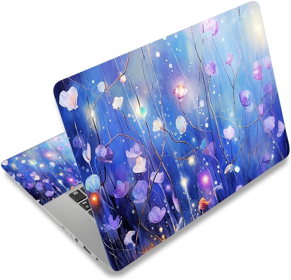 Laptop Stickers Decal,12 13 14 15 15.6 inches Netbook Laptop Skin Sticker Reusable Protector Cover Case for Toshiba Hp Samsung Dell Apple Acer Leonovo Sony Asus Laptop Notebook (Blue Purple Flower)