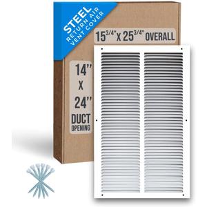 Fits 14x24 Duct Opening | Steel Return Air Grille by Handua | Vent Cover Grill for Sidewall and Ceiling | White | HVAC Cold Air Intake Grille | Outer Dimensions: 15.75"W X 25.75"