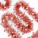 2 x 50Ft Valentines Heart Tinsel Garland, Rose Gold Heart Shiny Metallic Twist Valentines Day Garland Decorations for Indoor Outdoor Galentines Day Party Tree Home Wedding Mantle Decor