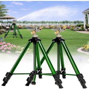 Impact Lawn Sprinkler with Tripod Stand, Adjustable 0-360 Rotating Sprinklers for Yard & Garden, Wide Coverage Garden Hose Sprinkler Fits 3/4" Hose for Grass Watering (2packs)