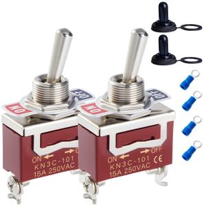 Waterproof Toggle Switch 12V 30A SPST 2-Pin ON/Off Marine Switch with Boot for Heavy Duty Toggle Switch Auto Car Boat Truck-2pack