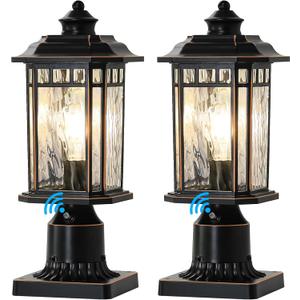DASTOR 2 Pack Dusk to Dawn Outdoor Post Lights, Outdoor Lamp Post Light with Pier Mount Base, Waterproof Aluminum Post Outdoor Lighting for Garden Patio Pathway