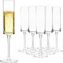 GuanQiao 24Pack Plastic Champagne Flutes, 6oz Clear Square Disposable Toast Glasses, Heavy Duty Shatterproof Recyclable Wine Glasses for Party Wine Tasting Wedding New Years Eve Party Supplies