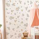 Watercolor Flower Wall Decals Boho Colorful Floral Wall Stickers Green Leaves Wall Art Removable Spring Wildflower Garden Plants Peel and Stick Wallpaper for Kids Girls Bedroom Background Decor 1237