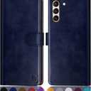 SUANPOT for Samsung Galaxy S21 6.2"(Non S21+) with RFID Blocking Leather Wallet case Credit Card Holder,Flip Folio Book Phone case Shockproof Cover Women Men for Samsung S21 case Wallet Blue