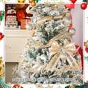 Riceshoot 40 Yard Christmas Tree Gold Ribbon Wired with Glitter 2.5" Glitter Mesh Champagne Fabric Christmas Ribbon Gold Wired Ribbon 4 Roll for Tree Topper Decor, Wreath, Gift Wrapping, Craft