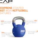 CAP Barbell 30 LB Neoprene Coated Cast Iron Kettlebell - Blue