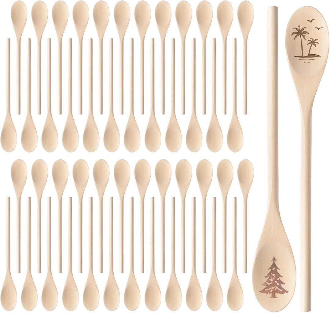 50 Pcs 12 Inch Long Handle Wooden Craft Spoons, Wooden Decorative Spoon for Crafts, Bulk Wood Spoons for DIY Crafts, Drawing, Carving, Decoration