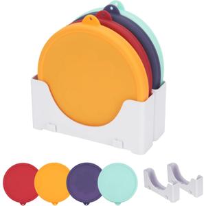 4 Cup Silicone Lid & Lid Organizer - 4 Pack Replacement Lids for Pyrex 7201-PC Glass Bowls and Anchor Hocking 4 Cup Glass Bowls & 2 Pack Adjustable Organizers for Kitchen Cabinet Storage