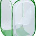 RESTCLOUD 36" Large Monarch Butterfly Habitat, Giant Collapsible Insect Mesh Cage Terrarium Pop-up 24 x 24 x 36 Inches (White with Green)