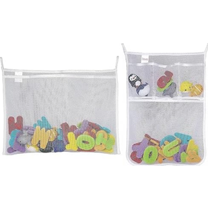 Lilly's Love Bath Toy Storage - Large 14 x 20 inch Bathtub Toy Holder + 4 Locking Hooks, Quick Dry & Easy for Kids to Put Bath Toys Away (2 Pack)
